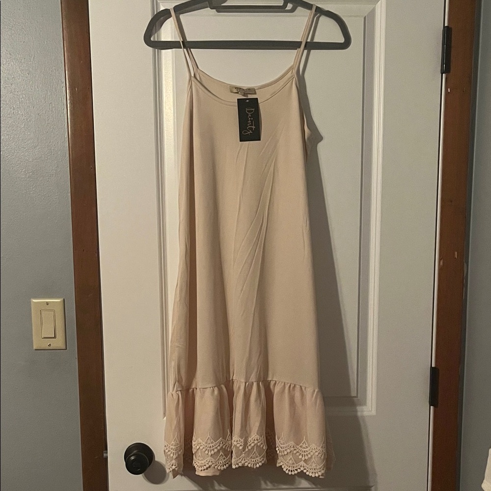 Eikosi cream colored midi slip dress